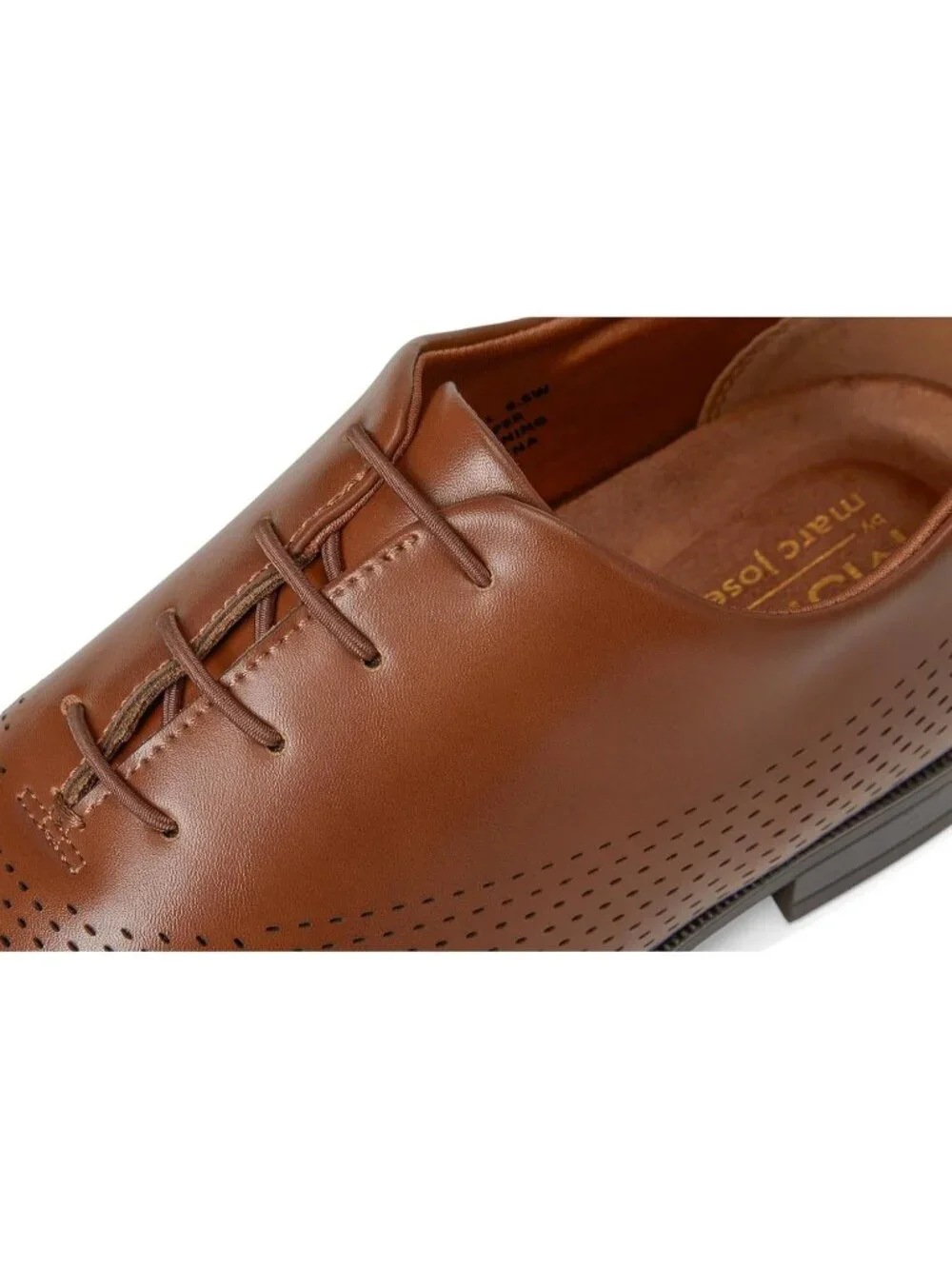 Marc Joseph Men's Cognac Napa Leather Closed Toe Casual Oxford Block Heel Shoes